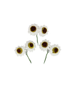 White Artificial Craft Sunflower 6pc 5cm