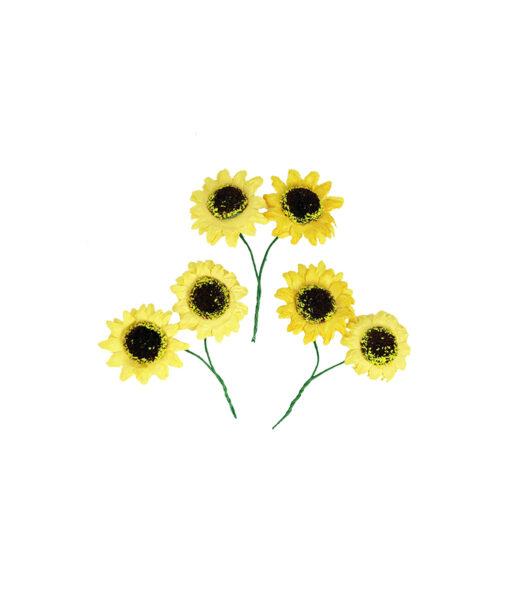 Yellow Artificial Craft Sunflower 6pc 5cm