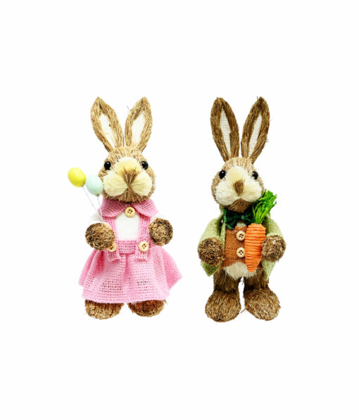 Easter Dressed Sisal Bunny Assorted 22cm