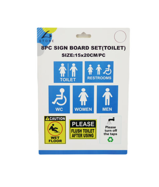 Sign Board Set (Toilet) 8pc 15x20cm