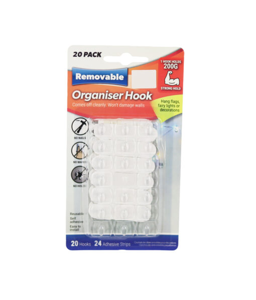 Clear Mini Decorating Removable Organiser Hook 20pk