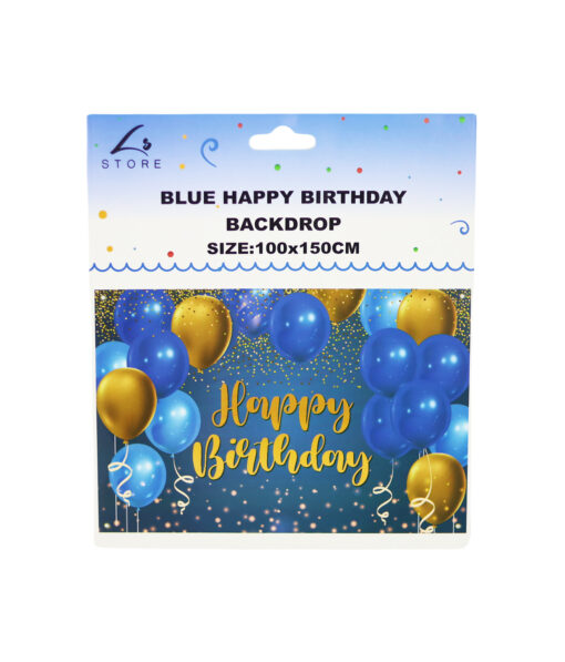 Blue Happy Birthday Backdrop 100x50cm