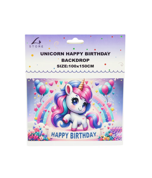 Unicorn Happy Birthday Backdrop 100x50cm